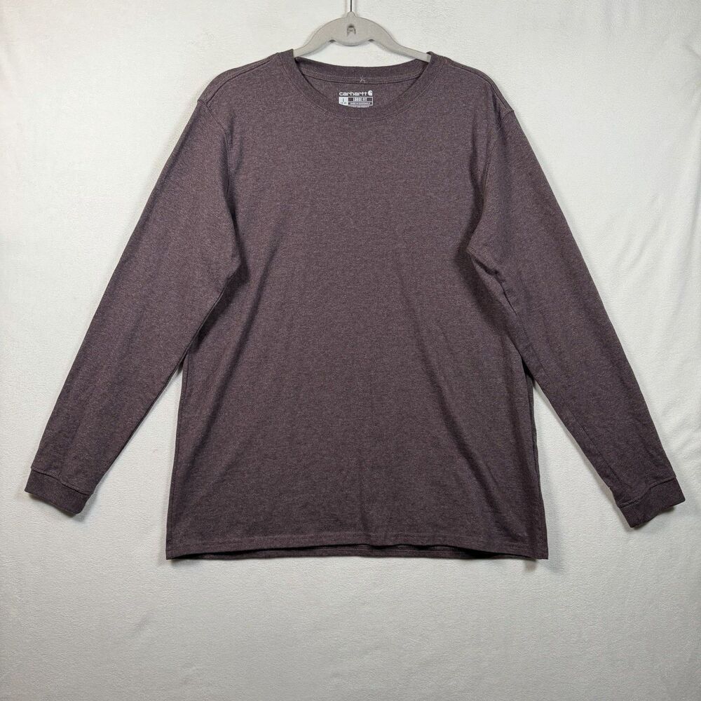 Carhartt Womens L Loose Fit Long Sleeve T Shirt Brown Graphic Sleeve Logo Work